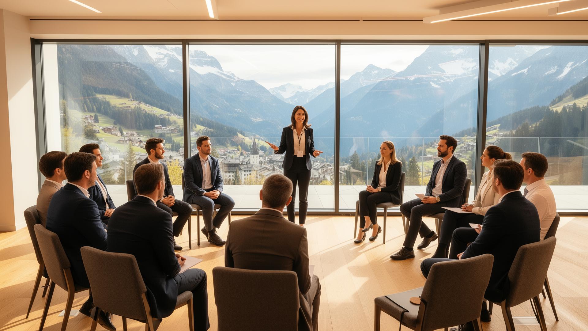 Expert facilitating a corporate retreat